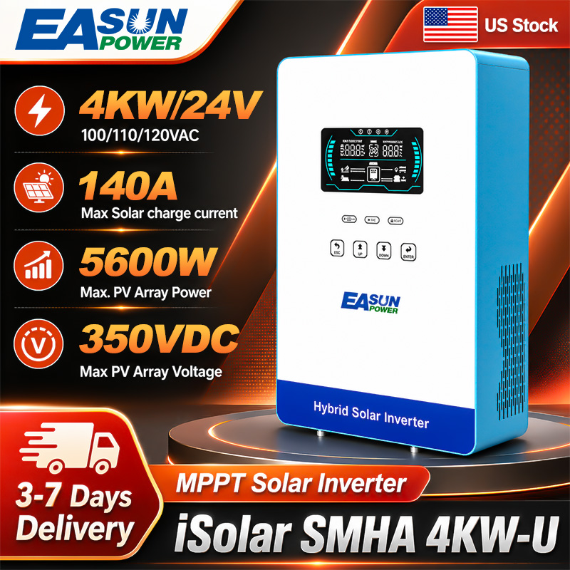 Grid Tie Inverter Limiter 2000W - EASUN POWER 4000W 24V オフグリッド純正弦波ソーラーインバーター、6.25インチLCDディスプレイとタッチボタン搭載、150A MPPT内蔵