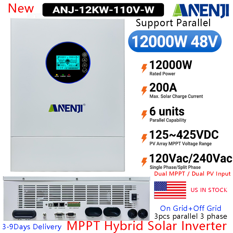 Off Grid Solar Inverter 48V 6000W - ANENJI スプリットフェーズ 12KW 48V ハイブリッドソーラーインバーター パラレルインバーター