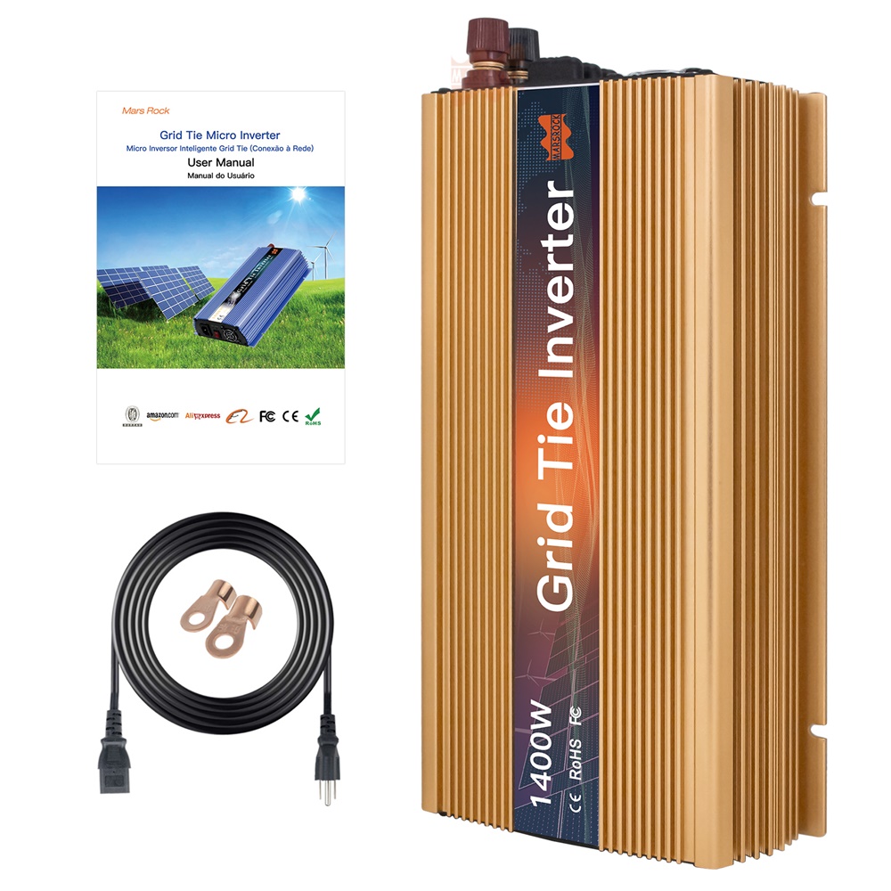 Micro Inverter 1400W Solar Grid Tie - 1400ワット10.5-50VDCにAC90-140vまたは190-260v mpptソーラーグリッドタイマイクロインバータ、船からeuブラジル米国ロシア